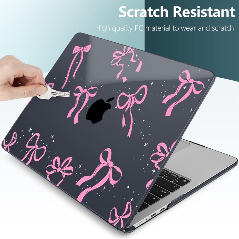 DONGKE for M4 MacBook Air 13.6 Inch Case 2025 2024 2023 2022 Model A3240 A3113 A2681 M3 M2 Chip, Plastic Hard Shell Case Cover with Touch ID for MacBook Air 13 Inch M4 - Bows & Stars - Image 3